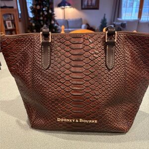 Dooney & Bourke Brown Embossed Snake-Textured Tote